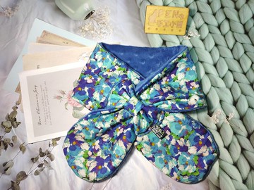 美國限量布夢幻藍色花瓣手作圍脖-不分年齡圍脖-短圍巾-脖圍-現貨