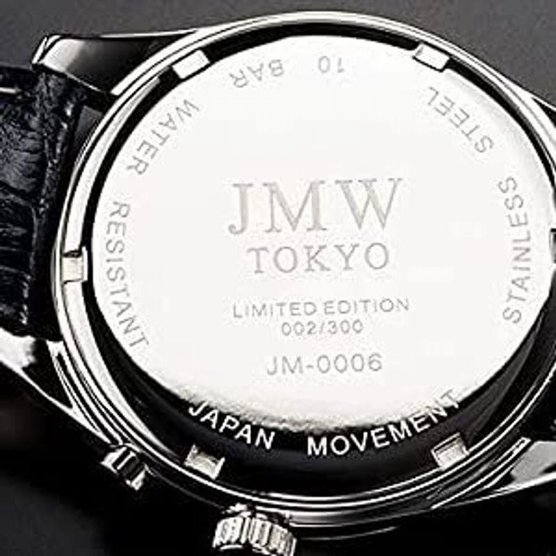 超目玉 JMW TOKYOメンズ 腕時計 上級 ムーンフェイズ 日本製ムーブメント 100m防水 本革ベルト ローマンインデックス ブルーシルバー 