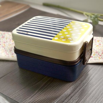 日式雙層便當盒海軍風創意學生午餐盒便攜外帶水果盒微波爐飯盒