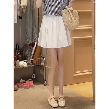 歐紀兒女裝鷗同款高腰a字白色蓬蓬裙子女夏季韓系高級感半身裙子