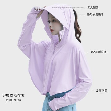 連帽罩衫防曬服 防曬衣女2022新款夏季防紫外線連帽短款罩衫外套騎車防曬服薄冰絲『XY35144』