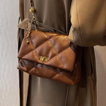 小眾腋下小包包女2025新款春夏百搭爆款高級感菱格鏈條斜挎通勤包