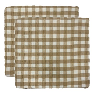 J&N 格致織紋彈性立體坐墊 2入 55 x 55cm 卡其色 - 舒適支撐 居家裝飾