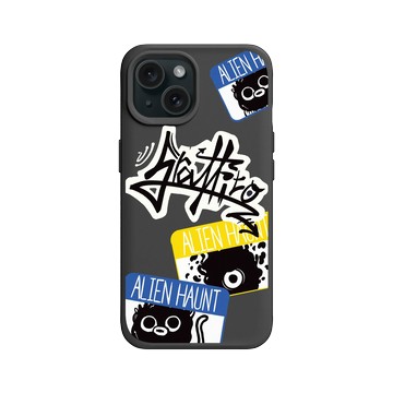 iPhone 15 SolidX 黑 - Graffiti / 街頭塗鴉 - 外星人出沒