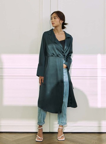 不對稱西裝領綁帶洋裝