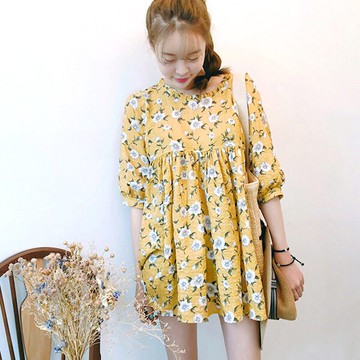 現貨出清不退不換，慎選-襯衫  復古小碎花娃娃裝上衣襯衫  韓版 【67-12-81743】ibella 艾貝拉