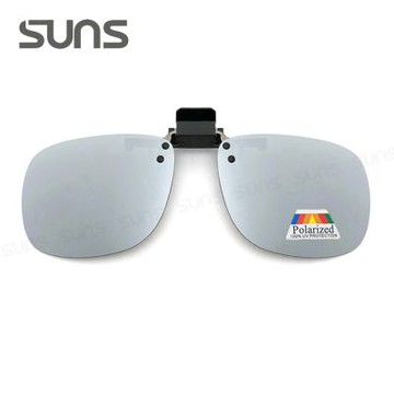 【SUNS】近視專用夾片太陽眼鏡 Polarized偏光墨鏡 水銀鏡面 大板無框 可上掀/抗UV400/防眩光