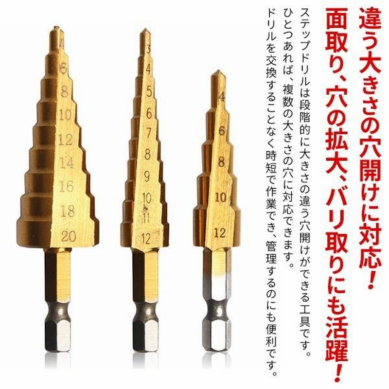 インパクトドライバー用ステップドリル タケノコ