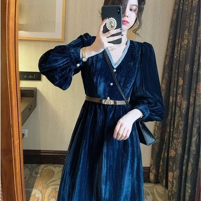 マキシワンピース レディース 40代 秋冬 長袖ワンピース レースvネック ベルベットワンピース ロング丈フレアスカート オシャレ 大人 上品 パーティードレス 通販 Lineポイント最大get Lineショッピング