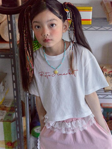 Retro Crop Short-Sleeve T-shirt_2COLOR (S-JL)