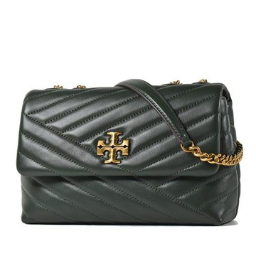 TORY BURCH 專櫃款 KIRA 絎縫V字翻蓋肩背/斜背二用包-梧桐綠/小