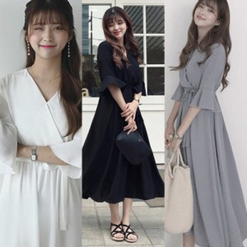 ワンピース 夏 ロング カシュクール ｖネック ワンピース 夏服 レディース 韓国 ファッション レディース ロングワンピース 夏 シフォン 通販 Lineポイント最大1 0 Get Lineショッピング