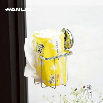 現貨贈輔助貼片【Hanlix 亨利士】MIT台灣製 強力吸盤耐重10kg 鏡面衛生紙架【9480007】