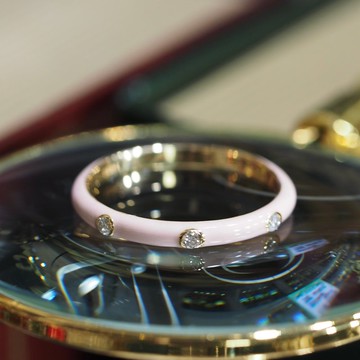 18K金櫻花琺瑯鑽石戒指 18K Gold Baby Sakura Enamel Diamond Ri