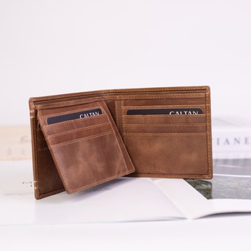 E7TH.男仕皮革縫線短夾(072986lt)