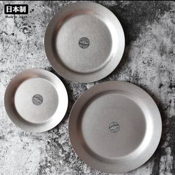 日本進口青芳AOYOSHI不銹鋼磨砂復古風小碟圓盤平餐盤收納碟日式