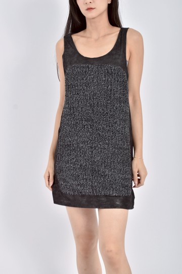 (S) 質感無袖拼布灰色洋裝
