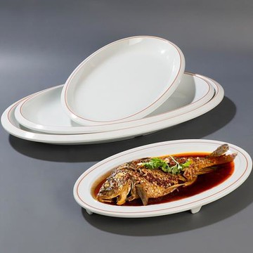 密胺橢圓形魚盤酒店仿瓷特大號餐盤商用餐廳飯店菜盤蒸魚深盤餐具