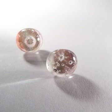 粉紅泡泡琉璃耳環