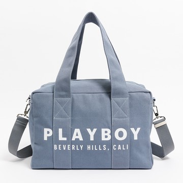 【官網獨家】PLAYBOY - 旅行袋附長背帶  Canvas +系列 - 藍色/551-1601-50-8