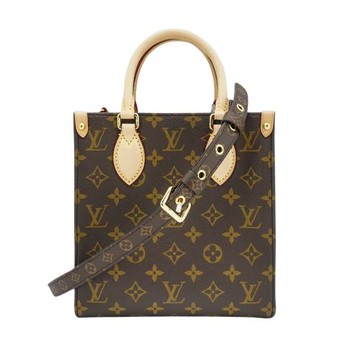 Louis Vuitton 展示品 Sac Plat BB 帆布手提斜背二用包(M46265-咖)