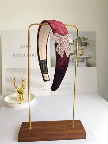 原創暗紅色蝴蝶結髮箍