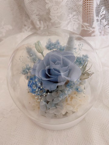 蔚藍小清新  手作永生花禮  玻璃盅