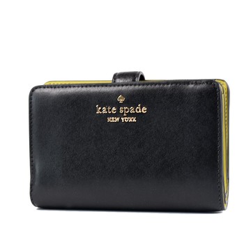 KATE SPADE Madison 滑面皮革釦式雙折中夾-黑色