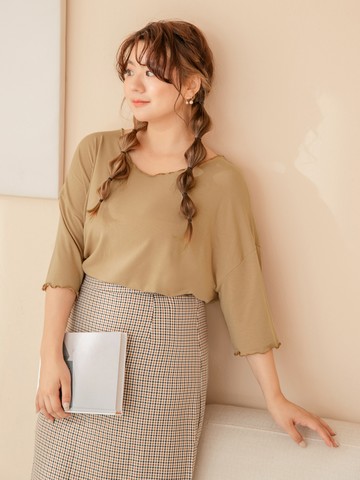 雲朵自訂款-柔軟親膚木耳邊落肩上衣