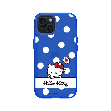 iPhone 15 Clear 激光藍 - 三麗鷗-Hello Kitty - 普普風圓點