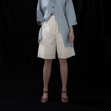 挺棉打褶西裝短褲