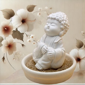 台灣原創 淨念吉祥小沙彌之隨願 - 珪藻擴香石小盤套組 居家香氛