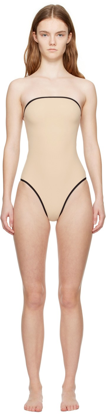 TOTEME 米色 Stripe Edge 连体泳衣