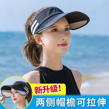 帽子女夏季韓版騎車遮陽防曬神器 大檐拉板遮臉空頂太陽帽