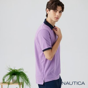 Nautica  男裝 極簡跳色設計短袖POLO衫-紫色