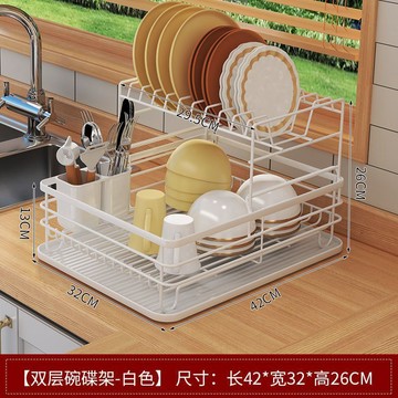廚房雙層瀝水置物架家用免安裝碗碟收納架檯面碗筷水杯整理放置 杯 冰杯 出貨 廚房置物架 廚房收納架 置物架 廚房