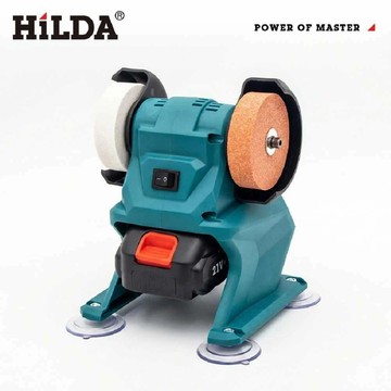 HILDA  希爾達電動工具 21V無線迷你雙砂輪機 桌上型小型打磨機