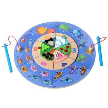 「童森系列」 木製玩具數字字母釣魚盤早教互動學習親子兒童益智玩具