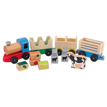Melissa&Doug 瑪莉莎 交通 玩具  農場聯結火車 多色  1組