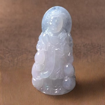 冰種翡翠精雕寶瓶觀音菩薩 | 天然緬甸玉翡翠A貨 | 送禮