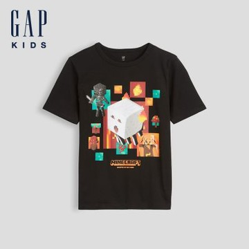 【GAP】GapKids × Minecraft當個創世神圖案T恤-黑色(907665)