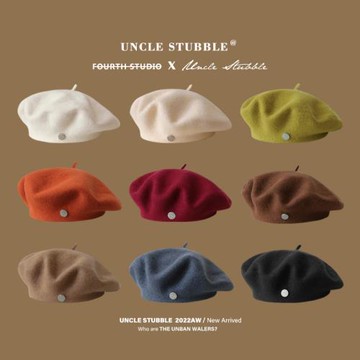 韓版ins百搭貝雷帽秋冬復古氣質文藝畫家帽子純色毛呢蓓蕾帽男女