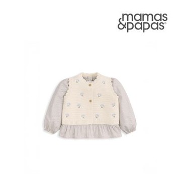 Mamas&Papas 藍花別針-背心/上衣2件組