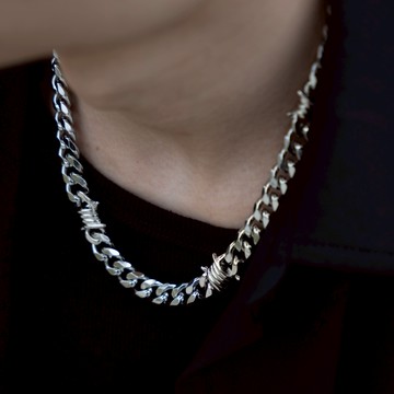 【衣衫倉庫】項鍊 荆棘 古巴鍊 嘻哈 鈦鋼項鍊 古巴項鍊 項鍊男