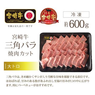 ふるさと納税 美郷町 宮崎牛三角バラ焼肉約600g