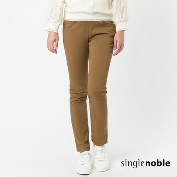 獨身貴族 百搭個性織帶拼接修身棉彈設計長褲(2色)