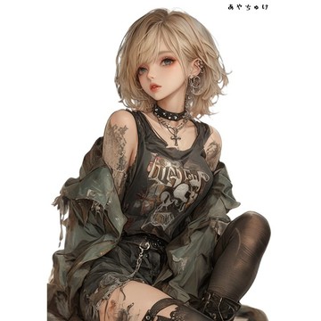【10月新作5】07-094-0148 人物貼紙 輕龐克女孩