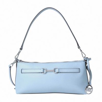 MICHAEL KORS 鵝卵石紋皮革手提/斜背兩用方包(嫩藍色)