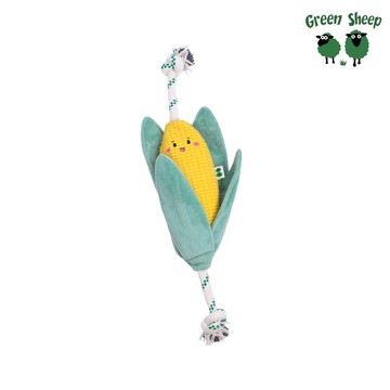 Green Sheep 玉米苞苞寵物絨毛發聲玩具M