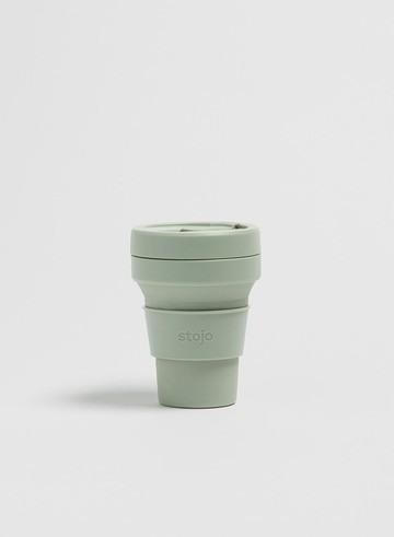 Stojo -環保高耐熱矽膠摺疊杯12oz-草綠色